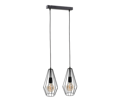 Skontrolujte Čierne drôtené závesné svietidlo Keter Lighting Lex 436, 2 × E27, lišta 50 cm