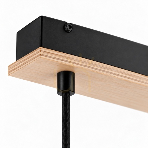 Skontrolujte Závesné svietidlo Keter Lighting ATWOOD 565 3×E27 čierne s preglejkou