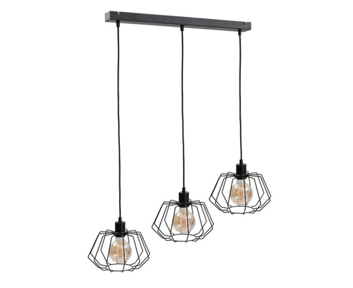 Skontrolujte Závesné svietidlo LUNA BLACK 3xE27 60W čierne kovové koše lišta 63 cm Keter Lighting 475