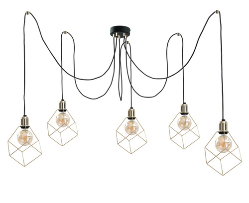 Skontrolujte Závesné svietidlo Keter Lighting Taho Gold 595 5×E27 čierno-zlaté