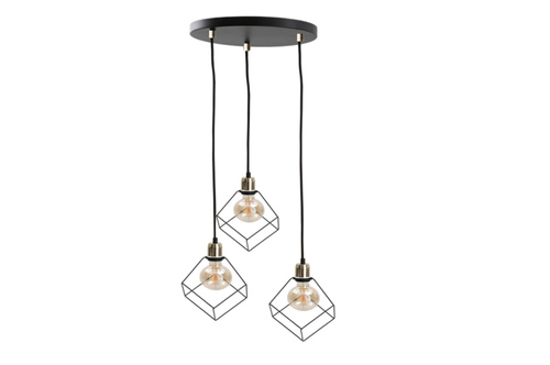 Skontrolujte Závesné svietidlo Keter Lighting RUBEN GOLD 493, 3 x E27 max. 60 W, drôtené klietky, zlato-čierne, rozeta ø32 cm