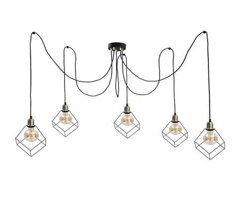 Skontrolujte Závesné svietidlo Keter Lighting RUBEN GOLD 5×E27 zlaté/čierne 495