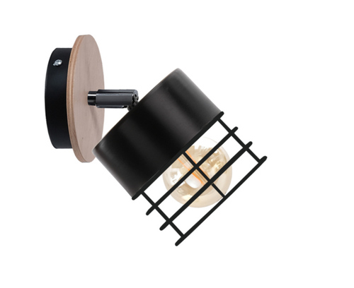 Skontrolujte Nástenné svietidlo Keter Lighting CASA BLACK/WOOD 795 čierne s drevom E27 21 cm