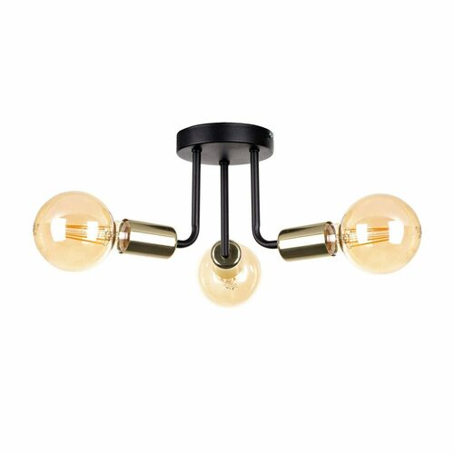 Skontrolujte Prisadené stropné svietidlo Keter Lighting LUNA 1189, čierne a zlaté, 3×E27