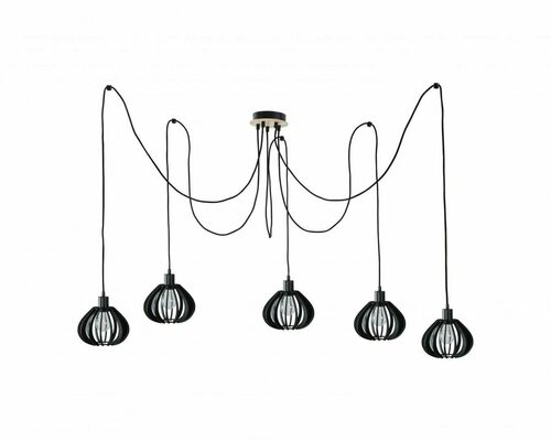 Skontrolujte Závesné svietidlo Keter Lighting NICOLETA 819 čierne/drevo 5×E27 200 cm