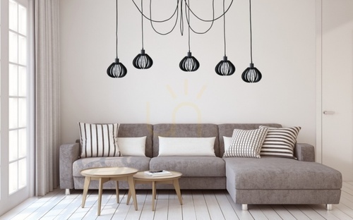 Skontrolujte Závesné svietidlo Keter Lighting NICOLETA 819 čierne/drevo 5×E27 200 cm