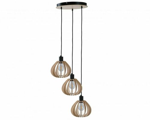 Skontrolujte Závesné svietidlo Keter Lighting Nicoleta 826, 3×E27, prírodné drevo a čierna