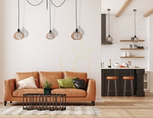 Závesné svietidlo Keter Lighting NICOLETA 828, prírodná preglejka a čierna, 3×E27 small 1