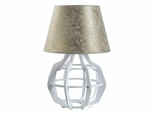 Skontrolujte Nočná lampa BENTO WHITE GOLD Keter Lighting 915 E27 biela preglejka zlaté tienidlo 46 cm