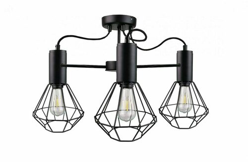 Skontrolujte Stropné svietidlo Keter Lighting Lars Black 1776, 3 × E27 max 60 W, drôtené diamantové tienidlá, 60 × 60 × 39 cm
