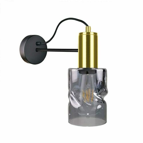 Skontrolujte Nástenné svietidlo Keter Lighting INGER 1786 čierno-zlaté s dymovým sklom, 1×E27