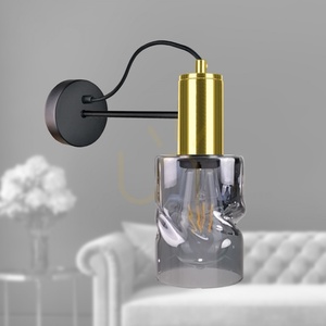 Nástenné svietidlo Keter Lighting INGER 1786 čierno-zlaté s dymovým sklom, 1×E27 small 1
