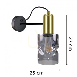 Nástenné svietidlo Keter Lighting INGER 1786 čierno-zlaté s dymovým sklom, 1×E27 small 2