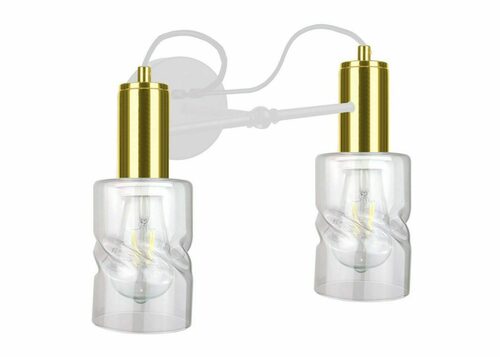 Skontrolujte Nástenné svietidlo Keter Lighting INGER 2xE27 bielo-zlaté sklenené tienidlá 50 cm