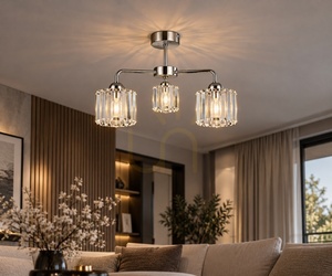 Stropný luster Keter Lighting DECO 1895, strieborný, 3×E27, krištáľové tienidlá small 2