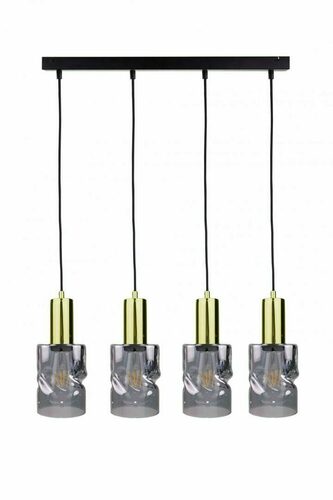 Skontrolujte Závesné svietidlo 4xE27 CROSS BLACK/GOLD Keter Lighting, lišta 60 cm, čierno-zlaté, tienidlá z dymového skla