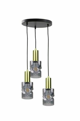 Skontrolujte Závesné svietidlo Keter Lighting CROSS 1551, 3×E27, čierno-zlaté, dymové sklo