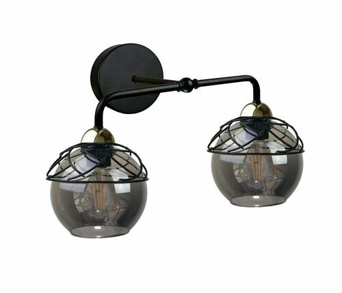 Skontrolujte Nástenné svietidlo Keter Lighting MERA 1536 2×E27, čierno-zlaté, dymové sklo
