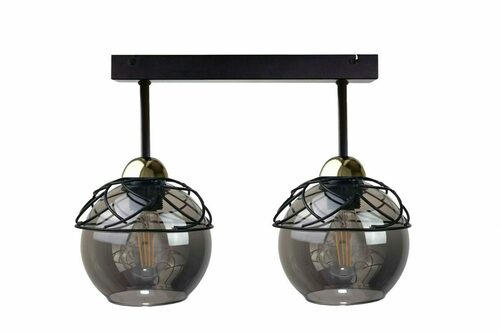 Skontrolujte Stropné svietidlo Keter Lighting MERA 1539, čierne a zlaté, 2×E27, dymové sklo