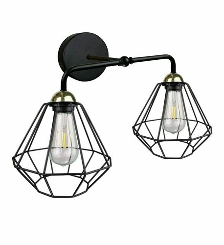 Skontrolujte Nástenné svietidlo FOSKAL BLACK/GOLD 2xE27, drôtené tienidlá, Keter Lighting