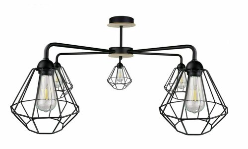 Skontrolujte Stropný luster Keter Lighting FOSKAL BLACK WOOD 1412, 5×E27, čierny s drevom