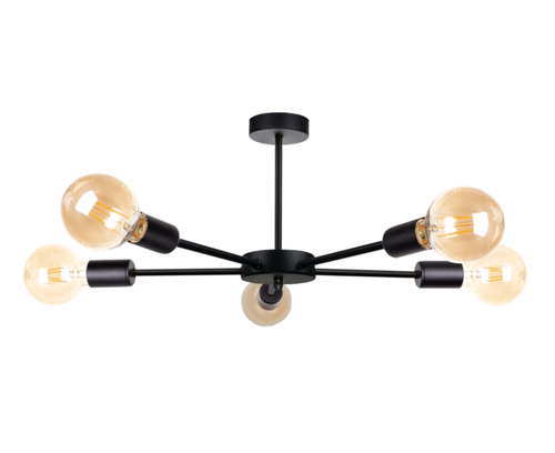 Skontrolujte Čierne stropné svietidlo Keter Lighting SUN BLACK 1428 5×E27 48 cm