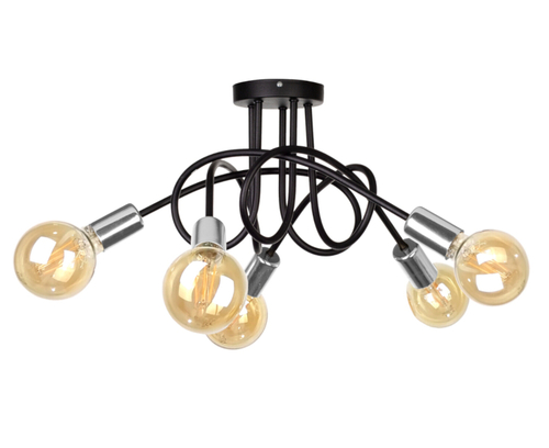 Skontrolujte Stropné svietidlo 5xE27 RUMBA BLACK / SILVER