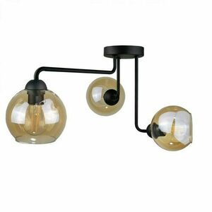 Stropné svietidlo Keter Lighting MONDE BLACK 1984, 3×E27, čierne s medovo sfarbeným sklom small 0