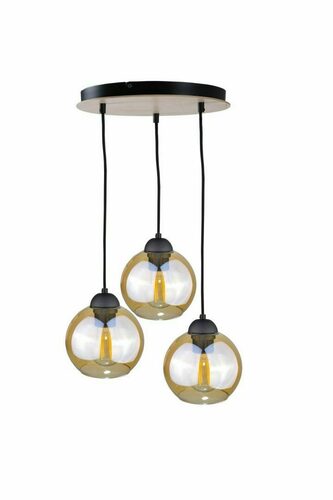 Skontrolujte Závesné svietidlo Keter Lighting AMBRE WOOD 2021, 3×E27, medové sklo, 30 cm