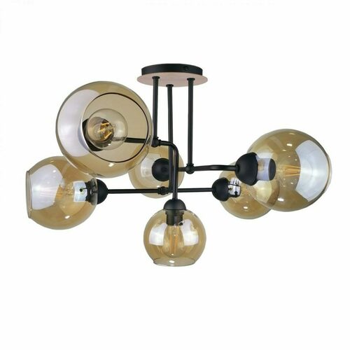 Skontrolujte Stropné svietidlo Keter Lighting MONDE WOOD 2040 čierne/prírodné 6xE27 55 cm