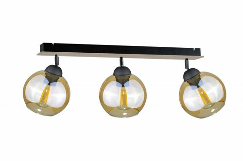 Skontrolujte Stropné svietidlo THEA WOOD 3xE27 60 cm čierne s drevom jantárové tienidlá KETER LIGHTING 2043