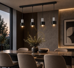 Závesné svietidlo Keter Lighting LUCE BLACK SILVER 2055, 4×E27, čierne/chróm small 1