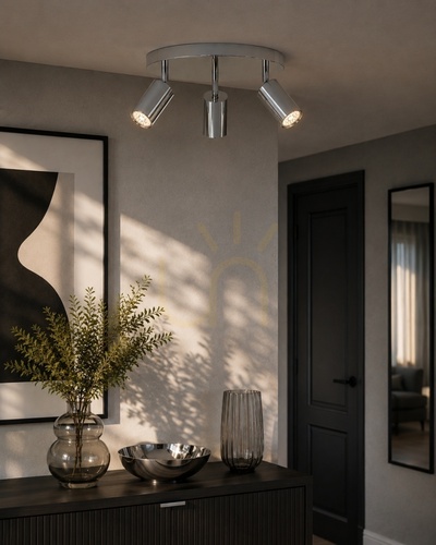 Skontrolujte Stropné bodové svietidlo Keter Lighting EYE SILVER 2100, chróm, 3×GU10, Ø30 cm
