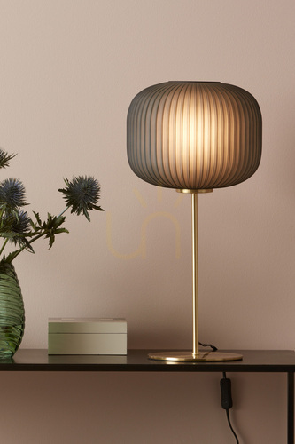 Skontrolujte Stolná lampa Markslöjd SOBER 107820 dymové sklo brúsená mosadz 50 cm