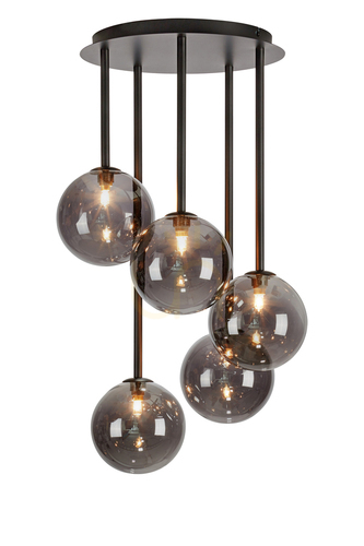 Skontrolujte Plafón Markslojd Universe 5x20W čierny dymové sklo 40 cm 108111