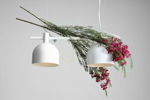 Skontrolujte Závesné svietidlo Aldex BERYL 2 WHITE 976H, lišta s dvoma tienidlami Ø 15 cm, matná biela, 2 × E27 max. 15 W LED, 52 cm