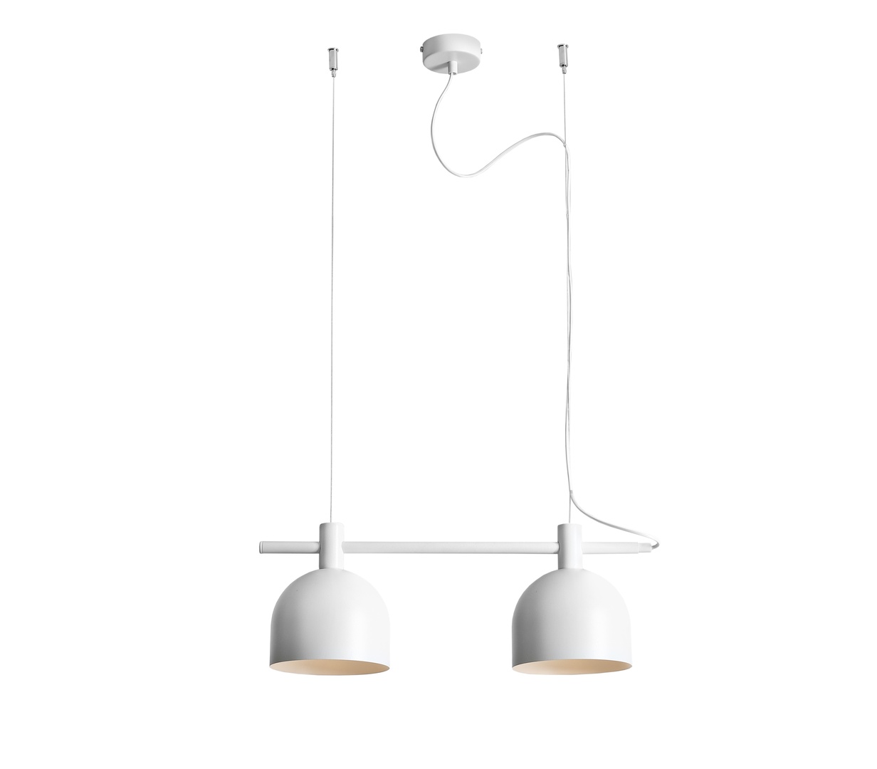 Aldex BERYL 2 WHITE 976H Pendant Light, Bar with Two Ø 15 cm Shades, Matt White, 2 × E27 max 15 W LED, 52 cm