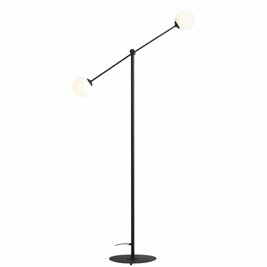 Aldex Ohio fekete álló lámpa 2xE14 LED fém-üveg 191 cm 1081A1