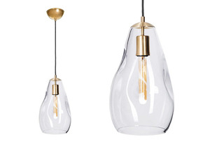 Moderná sklenená závesná lampa Storm S transparentná mosadz small 1