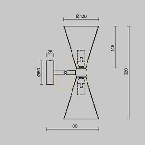 Nástenné svietidlo VESPER MOD108WL-02GB čierno-zlaté 2xE14 32 cm Maytoni small 7