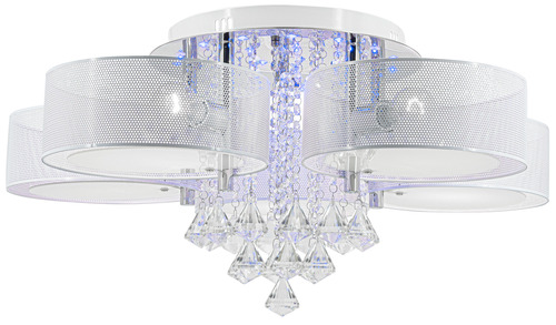 Skontrolujte ANTILA DRS8006/5 plafón E27 5 žiaroviek. 27xLED CHROM+biela sieťovina