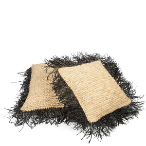 Obliečka na vankúš Raffia Square - Natural Black - 40x40. small 2