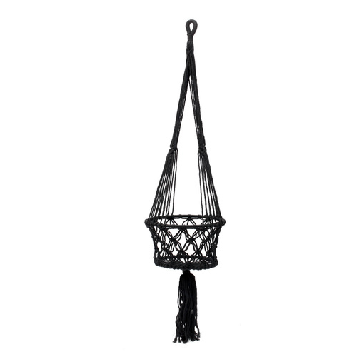 Skontrolujte Macrame držiak na rastliny - čierny - L