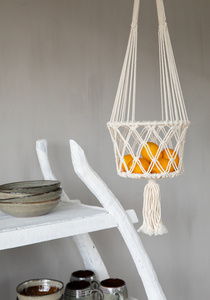 Macrame držiak na rastliny - biely - L small 3