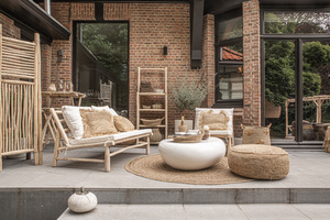Rafia Flores Pouffe - prírodná small 3