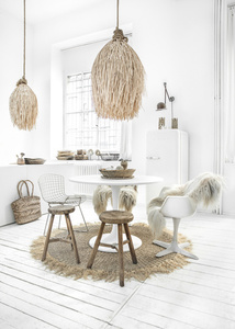 Závesná lampa Boho - The Shaggy M, E27, ratan small 1
