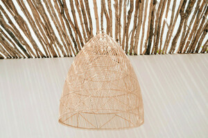 Závesná lampa Boho - The Twister M, E27, ratan, kockovaná small 2