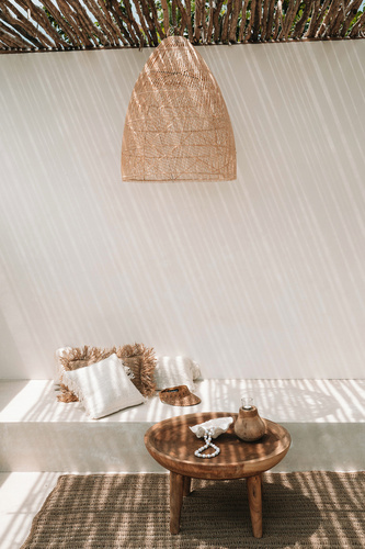Skontrolujte Závesná lampa Boho - The Twister M, E27, ratan, kockovaná