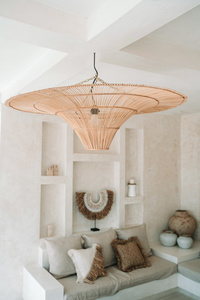 Závesná lampa na klobúk - The Sky Pendant XXL, E27, ratan, boho štýl small 1