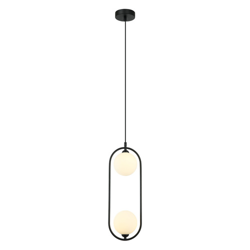 Skontrolujte Závesná lampa Italux Lupus čierna biele sklo G9 2x PND-3965-2-BK